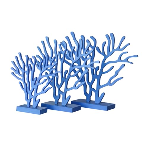 HAMPPLIES Mediterrane Korallen Deko Statue aus Polyresin Blaues Meeresmotiv Bruchfestes Desktop Ornament für Wohnzimmer Kinderzimmer und Büro Teiliges Küsten Tischdekoration von HAMPPLIES