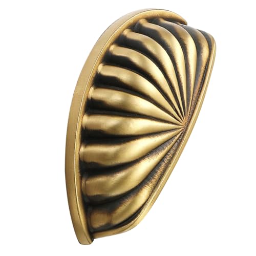 HAMPPLIES Messing Schrankgriff Muschelform Lochabstand Möbelgriff für Küchenschränke und Kommoden Rostbeständig Elegant Einfach zu Montieren Komfortabler Türgriff von HAMPPLIES