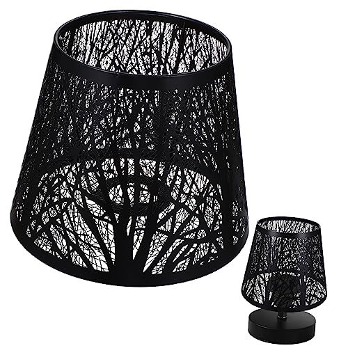 HAMPPLIES Metall Lampenschirm Baum Lichtabdeckung Moderner Ersatzschirm für Tischlampe Durchmesser Schwarzer Lampenschirm für Schlafzimmer und Wohnzimmer Stilvolle Tischleuchten Deko von HAMPPLIES