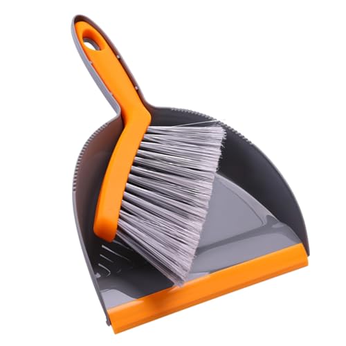 HAMPPLIES Mini Besen und Kehrschaufel Orange Tragbares Desktop Reinigungsset mit Weichen Borsten Gebogenem Griff und Platzsparend für Enge Räume und Kinderhausarbeit von HAMPPLIES