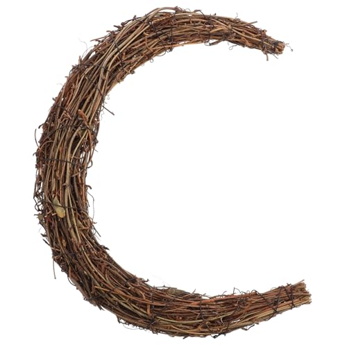 HAMPPLIES Mondverzierung Weihnachtsdekoration Weihnachtskranz Aus Weinreben Baum Floraler Reifenring Weinrebenkränze Zum Basteln Mondkranzrahmen Tür Kranz Einfacher Kranz Urlaub Rattan Brown von HAMPPLIES