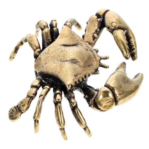 HAMPPLIES Retro Messing Krabben Ornament Tischdekoration Vintage Stil Robust Stilvolle Heimdeko Desktop Krabbenfigur Handgefertigt Detailreich für Büro Wohnzimmer Bücherregal von HAMPPLIES