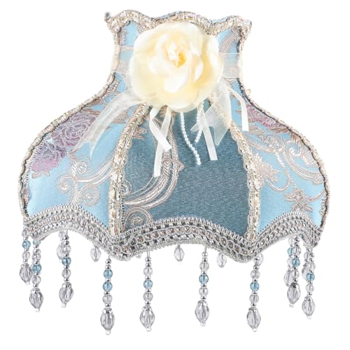 HAMPPLIES Romantischer Vintage Lampenschirm aus Spitzenstoff Französischer Luxus Lampenabdeckung mit Fransen Ersatz für Steh Tischlampen Feiner Grüner Prinzessinnen stil für Wohn von HAMPPLIES