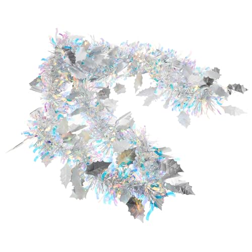 HAMPPLIES Silberfarbene Tinsel Girlande Festliche Year Hängedekoration Innen Außen Party Deko Girlandenband für Wand Fenster und Raumgestaltung von HAMPPLIES