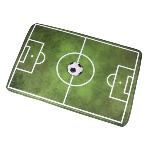 HAMPPLIES Skidresistenter Flanell Teppich Mini Fußballfeld Bodenmatte Weicher Schlafzimmer Wohnzimmer Teppich Kinderzimmer Spielteppich Grün von HAMPPLIES