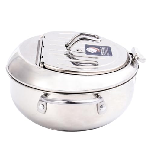 HAMPPLIES Temperaturgesteuerte Fritteuse Thermometer Induktionstopf Edelstahlpfanne Öl Mini Fritteuse Fritteusen Bratpfanne Kochgeschirr Sieb Silber von HAMPPLIES