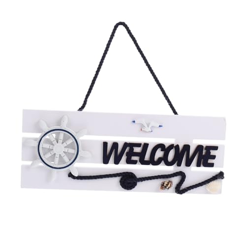 HAMPPLIES Vintage Holz Türschild Mediterraner Stil Hängend Nautische Willkommensdekoration Handbemalt Wetterfest Für Haustür Wand Deko Für Strandliebhaber von HAMPPLIES