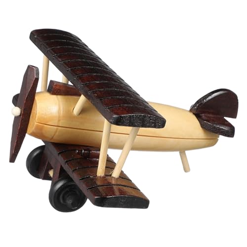 HAMPPLIES Vintage Holzflugzeug Modell Dekoration Handgefertigtes Holzflugzeug Ornament Retro Plane Shaped Decor für Wohn und Büro Langlebiges Stilvolle Desktop Verzierung von HAMPPLIES