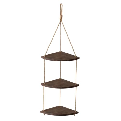 HAMPPLIES Vintage Mehrschichtiges Fächerförmiges Wand eckregal aus Holz mit Abnehmbarem Fach Platzsparend für Blumentöpfe Deko Pflanzen und Wohnraumorganisation Retro Braun von HAMPPLIES