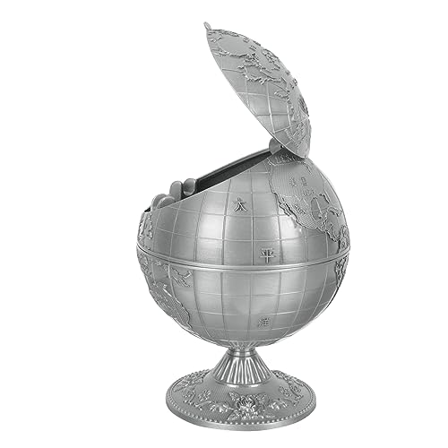 HAMPPLIES Vintage Winddichter Aschenbecher Globe Form mit Deckel Dekorativer Desktop Aschenbecher für Büro und Zuhause Stabiles Design gegen Flugasche Rauchzubehör von HAMPPLIES
