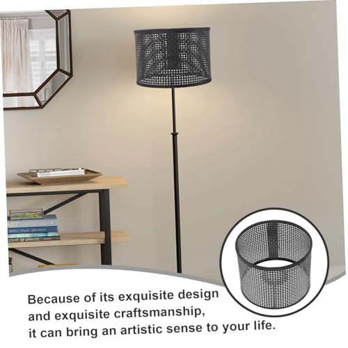 HAMPPLIES Woven Lampenschirm Kunststoff Ersatzschirm Schwarz Eckig für Tischlampe Stehlampe Robust Langlebig Rustikal Dekorativ von HAMPPLIES