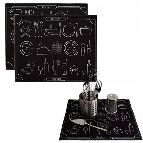 Hamur Home Set 2 Stück Abtropfmatte Trockenmatte fürs Geschirr 40x46cm Schnelltrocknend Spülbeckenmatte Geschirrabtropfmatte Geschirrunterlage für Küche von HAMUR HOME