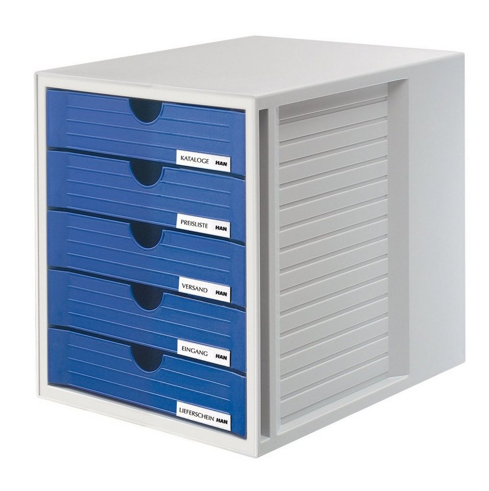 HAN-Bürogeräte Schubladenbox HAN 1450 Schubladenbox SYSTEMBOX A4 - grau/blau von HAN-Bürogeräte