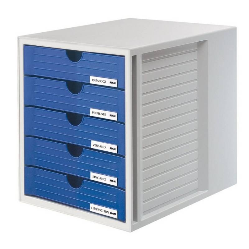 HAN-Bürogeräte Schubladenbox HAN 1450 Schubladenbox SYSTEMBOX A4 - grau/blau von HAN-Bürogeräte