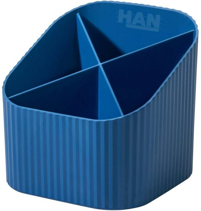 HAN-Bürogeräte Tischaufsatz Schreibtischköcher Karma 4 Fächer RC-Kunststoff öko-blau von HAN-Bürogeräte
