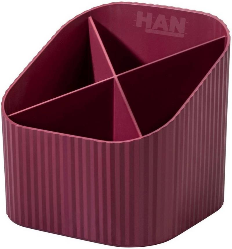 HAN-Bürogeräte Tischaufsatz Schreibtischköcher Karma 4 Fächer RC-Kunststoff öko-rot von HAN-Bürogeräte