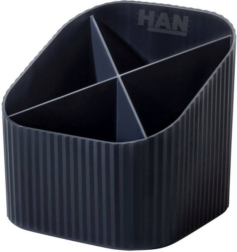 HAN-Bürogeräte Tischaufsatz Schreibtischköcher Karma 4 Fächer RC-Kunststoff öko-schwarz von HAN-Bürogeräte