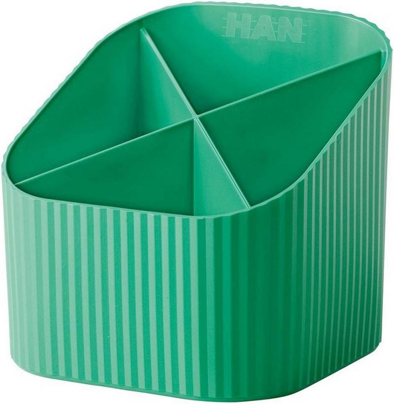 HAN-Bürogeräte Tischaufsatz Schreibtischköcher Re-X-Loop 4 Fächer RC-Kunststoff grün (6 Stück) von HAN-Bürogeräte