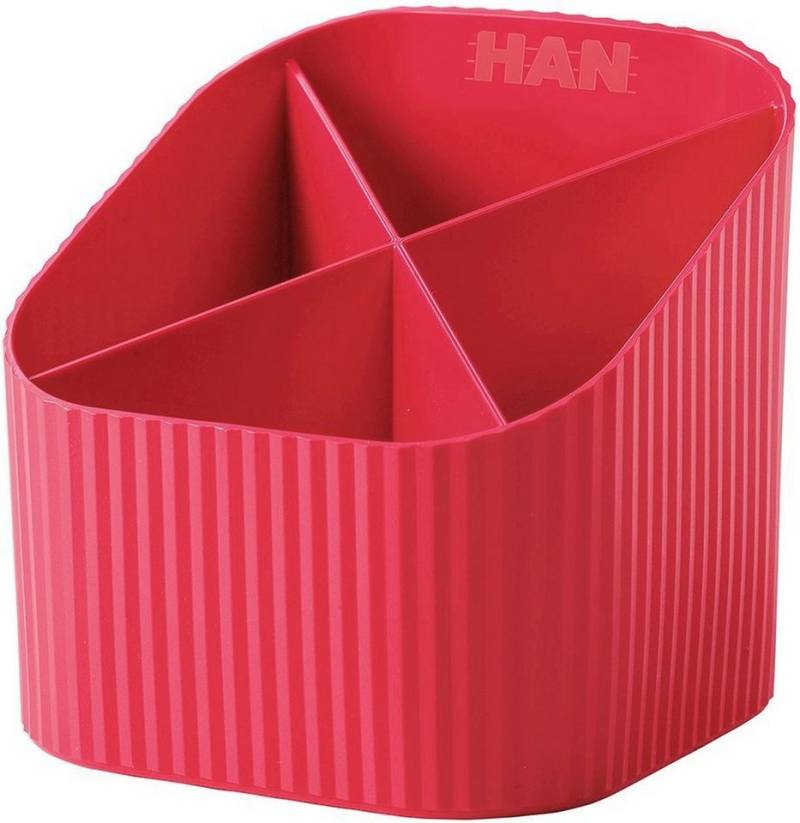HAN-Bürogeräte Tischaufsatz Schreibtischköcher Re-X-Loop 4 Fächer RC-Kunststoff rot von HAN-Bürogeräte