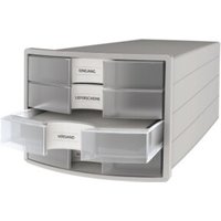 HAN Schubladenbox IMPULS 1012-63 DIN A4/C4 4Fächer geschl. l.gr/tr von HAN-Bürogeräte