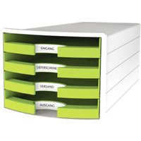 HAN Schubladenbox IMPULS 1013-50 DIN A4/C4 4Fächer offen ws/le von HAN-Bürogeräte