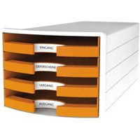 HAN Schubladenbox IMPULS 1013-51 DIN A4/C4 4Fächer offen ws/or von HAN-Bürogeräte