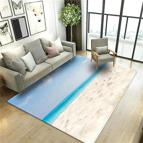 HAN MAN XIU 3D Blauer Himmel Strand Teppich Wohnzimmer Schlafzimmer Küche Badezimmer rutschfeste Bodenmatte Home Decor von HAN MAN XIU