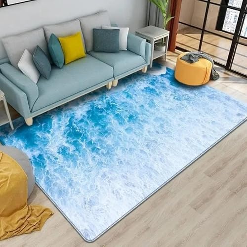 HAN MAN XIU 3D Blauer Himmel Strand Teppich Wohnzimmer Schlafzimmer Küche Badezimmer rutschfeste Bodenmatte von HAN MAN XIU