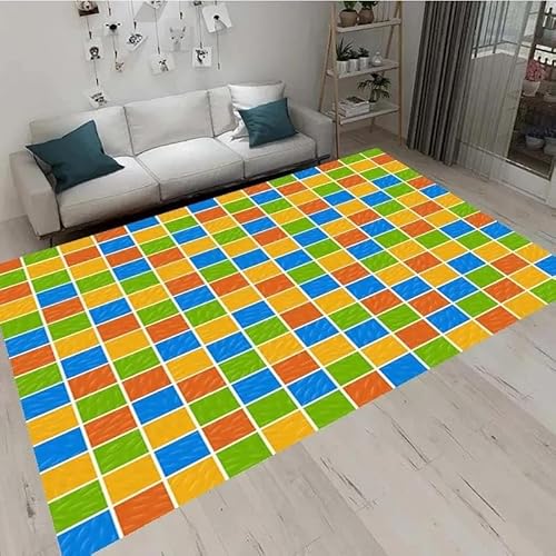 HAN MAN XIU 3D Bunte Geometrische Quadratische Teppich Wohnzimmer Schlafzimmer Block Spielzeug Home rutschfeste Bodenmatte von HAN MAN XIU