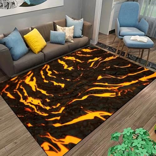 HAN MAN XIU 3D-Teppich mit Vulkanlava-Muster für Wohnzimmer, Schlafzimmer, Balkon, Küche – rutschfeste Matte & Fußmatte für zu Hause von HAN MAN XIU