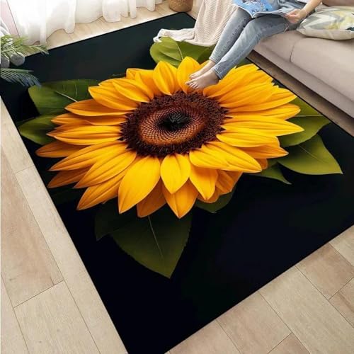 HAN MAN XIU Gelber Teppich mit 3D-Sonnenblumenmuster für Schlafzimmer, Wohnzimmer, Balkon, Küche – rutschfeste Matte für die Inneneinrichtung HAN MAN XIU Gelber Teppich mit 3D-Sonnenblumenmuster für Schlafzimmer, Wohnzimmer, Balkon, Küche – rutschfeste Matte für die Inneneinrichtung von HAN MAN XIU