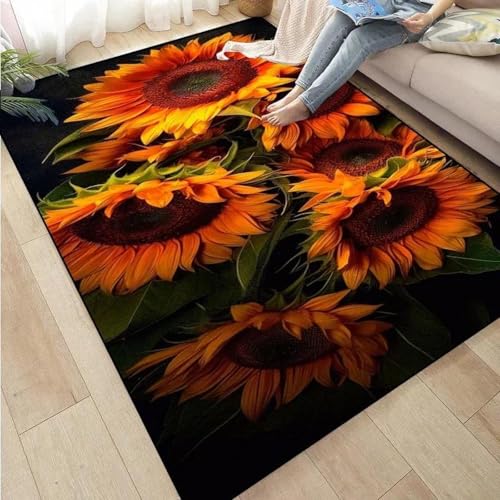 HAN MAN XIU Gelber Teppich mit 3D-Sonnenblumenmuster für Schlafzimmer, Wohnzimmer, Balkon, Küche – rutschfeste Matte für die Wohnraumgestaltung HAN MAN XIU Gelber Teppich mit 3D-Sonnenblumenmuster für Schlafzimmer, Wohnzimmer, Balkon, Küche – rutschfeste Matte für die Wohnraumgestaltung von HAN MAN XIU