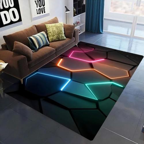 HAN MAN XIU Neonfarbene geometrische Sechseck-3D-Teppiche für die Dekoration von rutschfesten Matten im Wohnzimmer, Schlafzimmer, Balkon und Badezimmer HAN MAN XIU Neonfarbene geometrische Sechseck-3D-Teppiche für die Dekoration von rutschfesten Matten im Wohnzimmer, Schlafzimmer, Balkon und Badezimmer von HAN MAN XIU