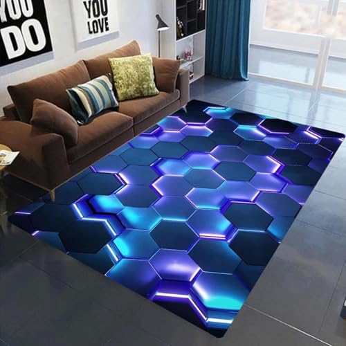 HAN MAN XIU Neonfarbener geometrischer Sechseck-3D-Teppich für Wohnzimmer, Schlafzimmer, Balkon, Badezimmer – rutschfeste Matte zur Dekoration HAN MAN XIU Neonfarbener geometrischer Sechseck-3D-Teppich für Wohnzimmer, Schlafzimmer, Balkon, Badezimmer – rutschfeste Matte zur Dekoration von HAN MAN XIU