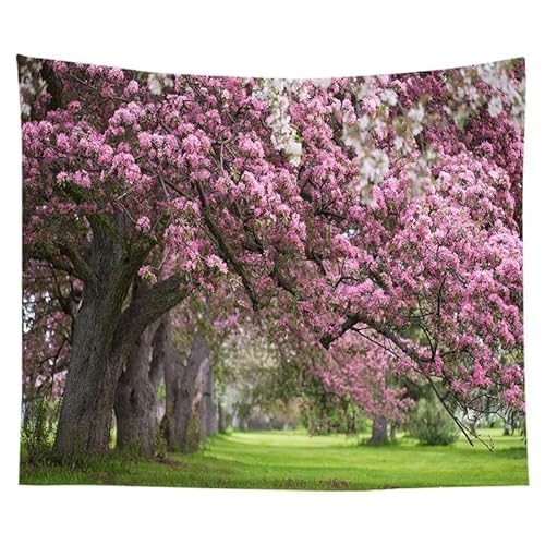 HAN MAN XIU Rosa Kirschblüte Wald Wandteppich Wohnzimmer Schlafzimmer Schlafsaal Frühling Blumen Wandbehang Dekoration von HAN MAN XIU