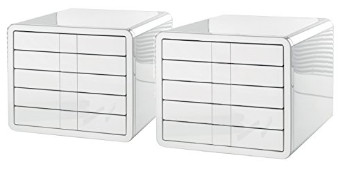 HAN 1551-12, Schubladenbox i-Box, Innovative und Designpreis ausgezeichnete Box in Premium Qualität. Mit 5 geschlossenen Schubladen, weiß (weiß Zweierset) von HAN