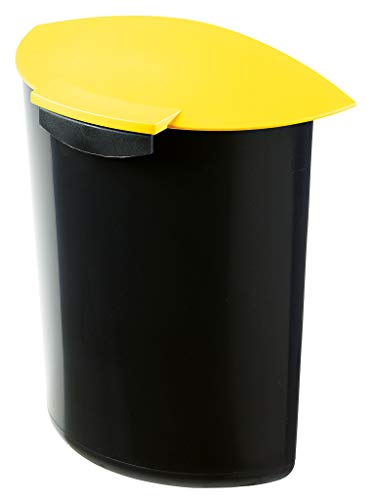HAN Abfalleinsatz MOON–5 STÜCK, Volumen 6,0 Liter mit Deckel. Schick & praktisch für die ideale Abfalltrennung in Premium-Qualität. Geeignet für den HAN Papierkorb 18190 & 18198, schwarz-gelb,1838-15 von HAN