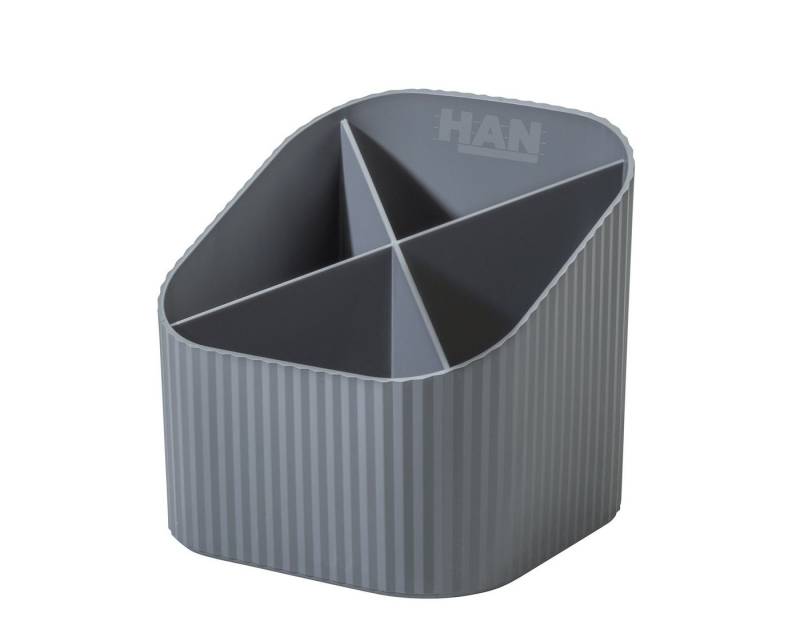HAN Aufbewahrungsbox Schreibköcher KARMA - 4 Fächer, Recyclingmaterial, öko-grau von HAN