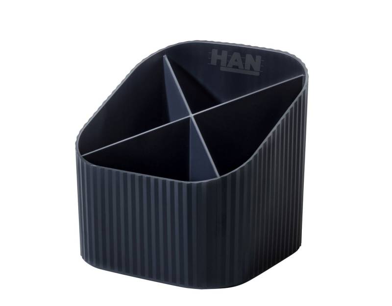 HAN Aufbewahrungsbox Schreibköcher KARMA - 4 Fächer, Recyclingmaterial, öko-schwarz von HAN