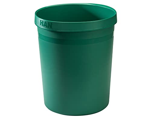 HAN Papierkorb GRIP KARMA, 15 STÜCK, stabiler nachhaltiger Mülleimer aus 80-100% Recyclingmaterial, Abfalleimer mit 18 Liter Volumen, 18198-05, öko-grün von HAN
