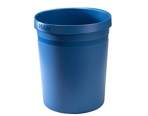 HAN Papierkorb GRIP KARMA, 15 STÜCK, stabiler nachhaltiger Mülleimer aus 80-100% Recyclingmaterial, Abfalleimer mit 18 Liter Volumen, 18198-16, öko-blau von HAN
