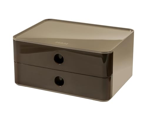 HAN Schubladenbox Allison SMART-BOX mit 2 Schubladen und Trennwand, Kabelführung, stapelbar, Utensilienbox für Büro, Schreibtisch Küche, möbelschonende Gummifüße, 1120-42, hochglänzed braun HAN Schubladenbox Allison SMART-BOX mit 2 Schubladen und Trennwand, Kabelführung, stapelbar, Utensilienbox für Büro, Schreibtisch Küche, möbelschonende Gummifüße, 1120-42, hochglänzed braun von HAN