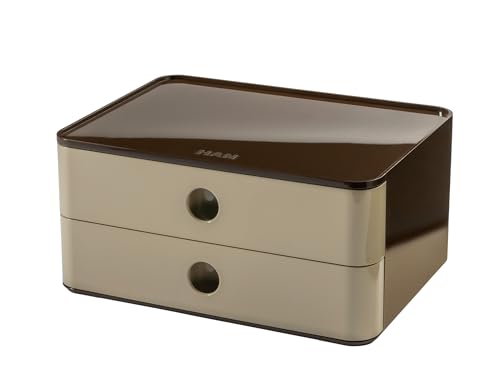 HAN Schubladenbox Allison SMART-BOX mit 2 Schubladen und Trennwand, Kabelführung, stapelbar, Utensilienbox für Büro, Schreibtisch Küche, möbelschonende Gummifüße, 1120-43, hochglänzed hellbraun HAN Schubladenbox Allison SMART-BOX mit 2 Schubladen und Trennwand, Kabelführung, stapelbar, Utensilienbox für Büro, Schreibtisch Küche, möbelschonende Gummifüße, 1120-43, hochglänzed hellbraun von HAN