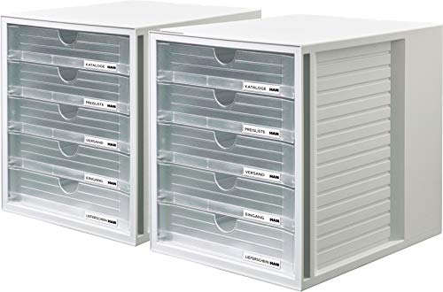 HAN Schubladenbox SYSTEMBOX in transluzent-klar (2er Pack) – Ordnungsbox DIN A4 – Aufbewahrungsbox mit geschlossenen Schubladen von HAN