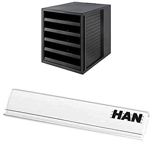 HAN Schubladenbox mit offenen Schubladen Beschriftungsclip, für die professionelle Beschriftung von Briefablagen von HAN