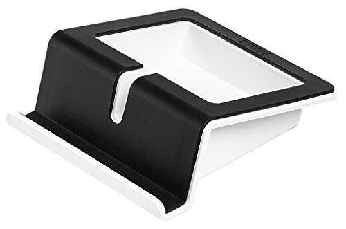 HAN Tablet Stand UP – Tabletständer, Halterung für Tablet mit Soft-Grip Oberfläche, Kabelhalterung und Innenschale, 92100-13, schwarz-weiß, von HAN