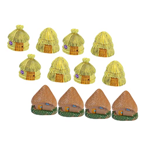HANABASS 12 Stück Miniatur Häuser Harz Landschafts Dekoration Wetterfeste Kleiner Haus Ornamente für Garten und Schreibtisch für Kreative Szenengestaltung von HANABASS