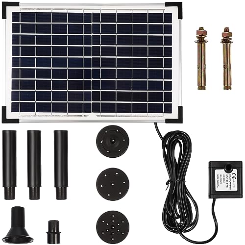 HANABASS 10W Solarbetriebene Springbrunnenpumpe Einfach zu Installierende Gartenpumpe mit Einstellbarem Solarpanel für Teich und Außenbereich von HANABASS