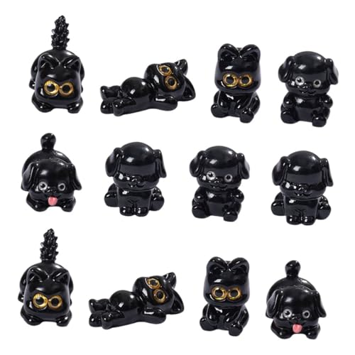 HANABASS 12 Stück Teiliges Tierfiguren Handbemalte Katzen und Hundefiguren Robustem Resin Realistische Miniaturen für Garten Kuchen Topper und Dekorationen von HANABASS