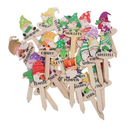 HANABASS 2 Sätze Teiliges Set Holz Pflanzschilder im Zwerg Design Langlebige Gartenstecker aus Holz Leichte Pflanzenmarker zum Beschriften für Beet Blumentopf und Gartenliebhaber von HANABASS